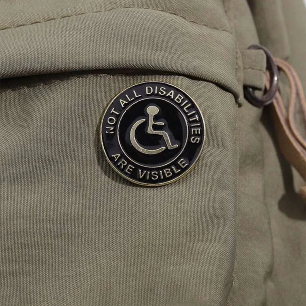 New Enamel Pin Badge “Not All Disabilities Are Visible” Black Gold Tone - Picture 1 of 4